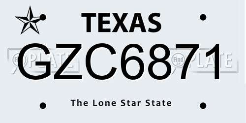 GZC6871 Texas License Plate