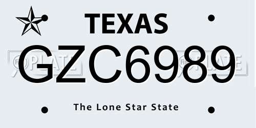 GZC6989 Texas License Plate
