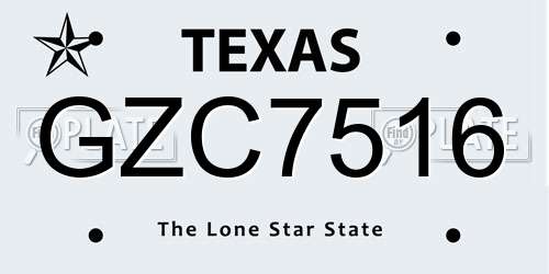 GZC7516 Texas License Plate