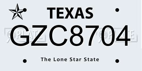 GZC8704 Texas License Plate