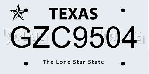 GZC9504 Texas License Plate