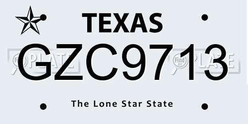 GZC9713 Texas License Plate