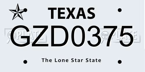 GZD0375 Texas License Plate