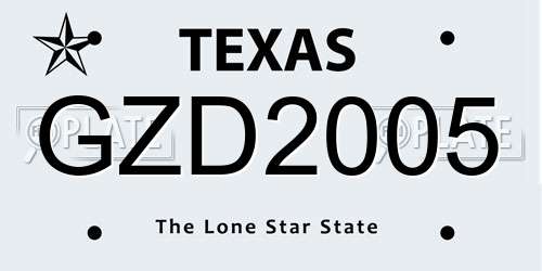 GZD2005 Texas License Plate