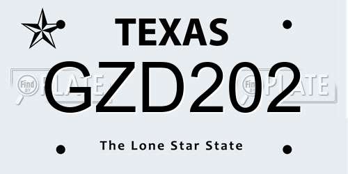 GZD202 Texas License Plate