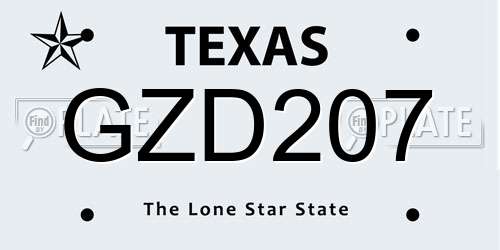 GZD207 Texas License Plate