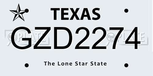 GZD2274 Texas License Plate
