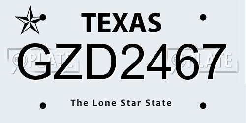 GZD2467 Texas License Plate