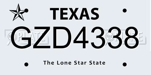 GZD4338 Texas License Plate