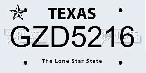 GZD5216 Texas License Plate