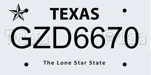 GZD6670 Texas License Plate