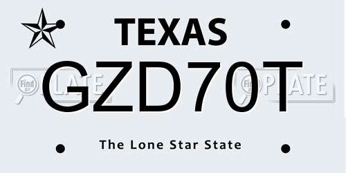 GZD70T Texas License Plate