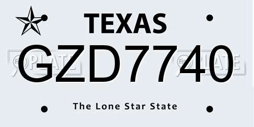 GZD7740 Texas License Plate