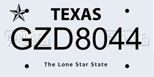 GZD8044 Texas License Plate