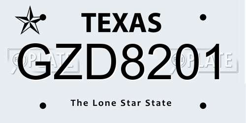 GZD8201 Texas License Plate