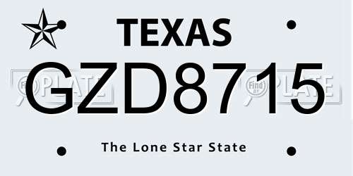 GZD8715 Texas License Plate