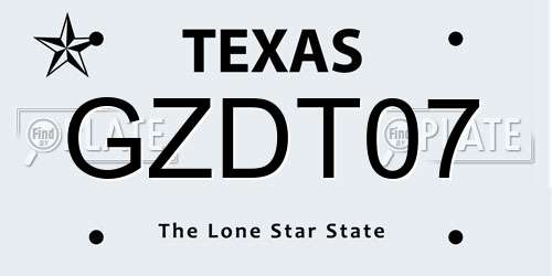 GZDT07 Texas License Plate