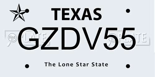 GZDV55 Texas License Plate