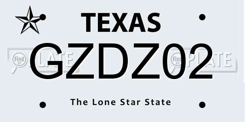 GZDZ02 Texas License Plate