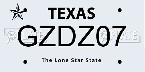 GZDZ07 Texas License Plate