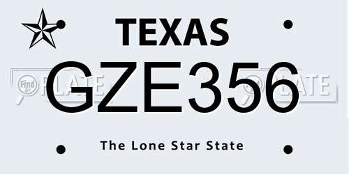 GZE356 Texas License Plate