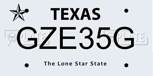 GZE35G Texas License Plate