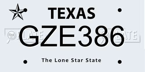 GZE386 Texas License Plate