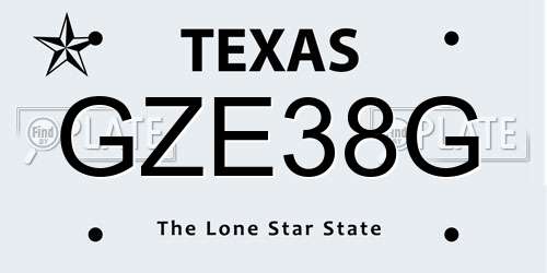 GZE38G Texas License Plate