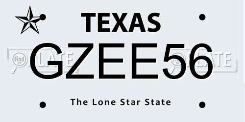 GZEE56 Texas License Plate