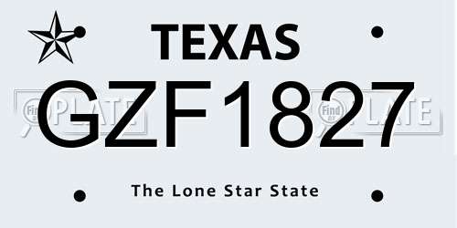 GZF1827 Texas License Plate