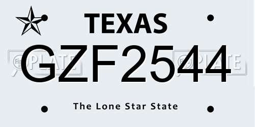 GZF2544 Texas License Plate