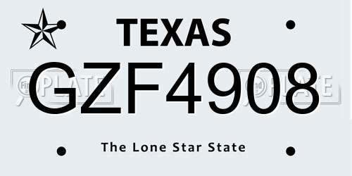 GZF4908 Texas License Plate