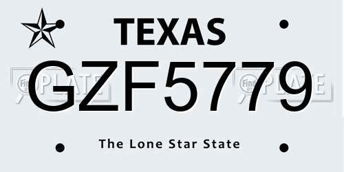 GZF5779 Texas License Plate