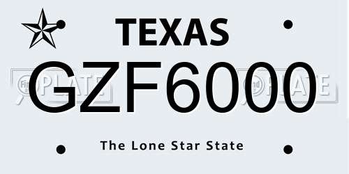 GZF6000 Texas License Plate