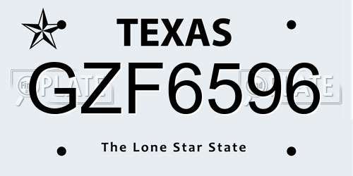 GZF6596 Texas License Plate