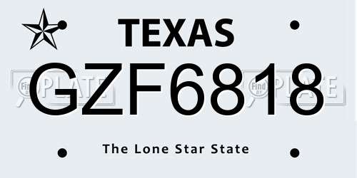 GZF6818 Texas License Plate