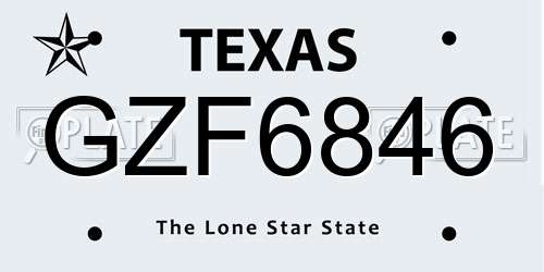 GZF6846 Texas License Plate