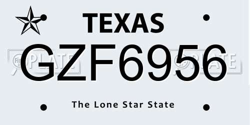 GZF6956 Texas License Plate