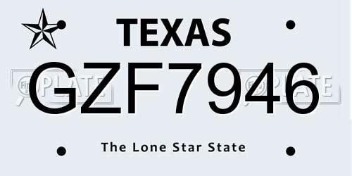 GZF7946 Texas License Plate