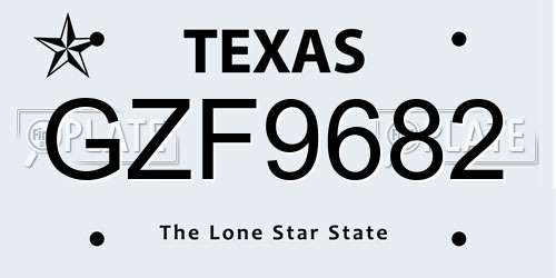 GZF9682 Texas License Plate