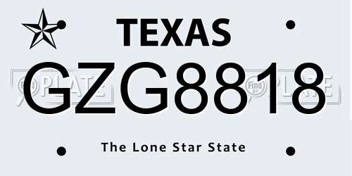 GZG8818 Texas License Plate