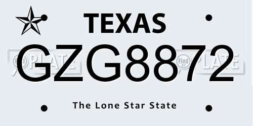 GZG8872 Texas License Plate