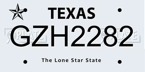 GZH2282 Texas License Plate