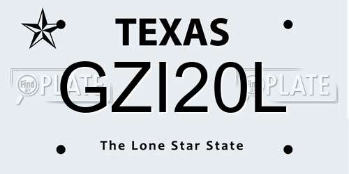 GZI20L Texas License Plate