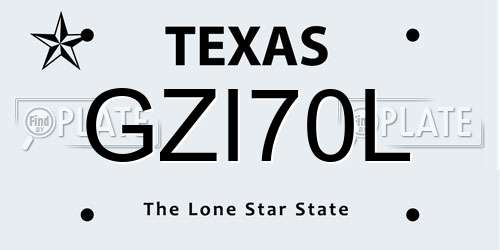 GZI70L Texas License Plate