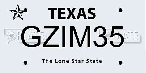 GZIM35 Texas License Plate