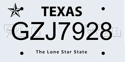 GZJ7928 Texas License Plate