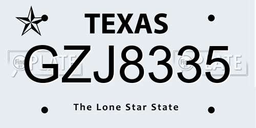 GZJ8335 Texas License Plate