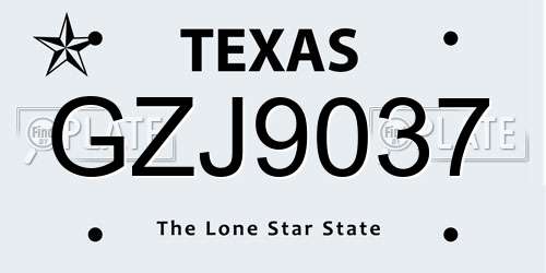 GZJ9037 Texas License Plate