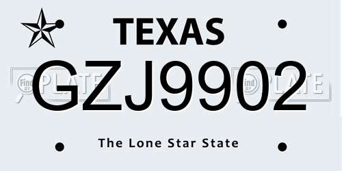 GZJ9902 Texas License Plate